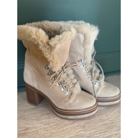 STEVE MADDEN Scoops Winter Bootie Lace Platform Suede Shoes Boots US 7 - Picture 2 of 5